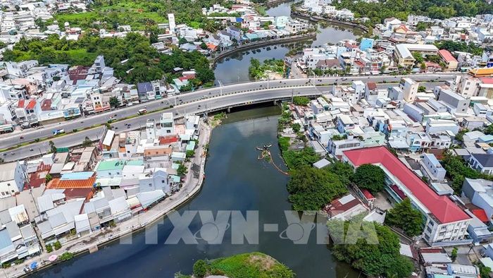 Khu vực phường Ninh Kiều, thành phố Cần Thơ, nhìn từ trên cao. Ảnh: Thanh Liêm - TTXVN