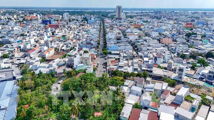 Khu vực trung tâm thành phố Cần Thơ nhìn từ trên cao. Ảnh: Thanh Liêm - TTXVN