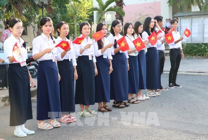 Trường Phổ thông Dân tộc nội trú Trung học phổ thông Trà Vinh (phường Long Đức) có 100% học sinh dân tộc Khmer. Ảnh: Thanh Hòa - TTXVN