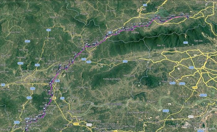 Mặt bằng tuyến của Dự án đường dây 500kV Thái Nguyên – Yên Bái. Ảnh: Hương Thủy/BNEWS/TTXVN