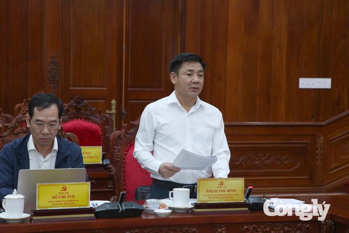 Ông Trịnh Thế Bình - Ủy viên Ủy ban Kiểm tra Trung ương, Phó Trưởng Đoàn Kiểm tra phát biểu tại hội nghị.
