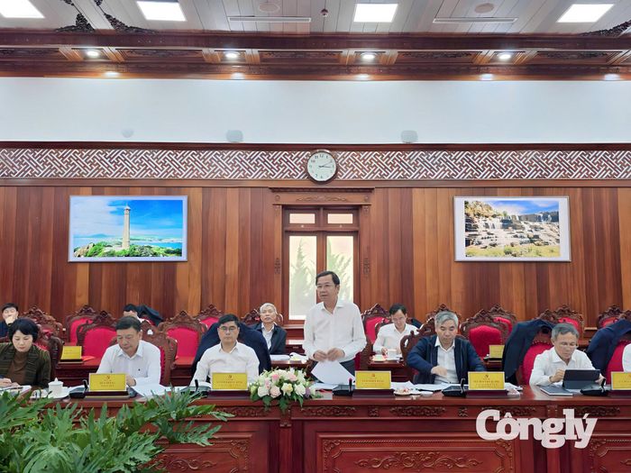 Ông Tôn Thiện Đồng, Trưởng ban tổ chức Tỉnh ủy phát biểu tại buổi làm việc.