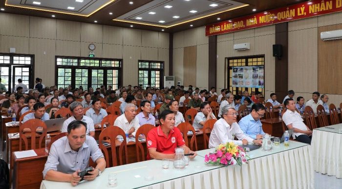 Quang cảnh hội nghị truyền thông truyền thông phòng tránh, giảm nhẹ thiên tai tại xã Đại Lộc. Ảnh: THANH DANH