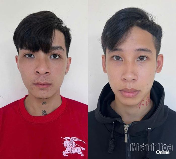 Hai đối tượng (từ trái sang) Võ Văn Hòa và Nguyễn Trần Quang An lúc bị bắt.