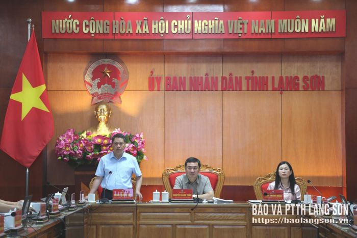 Đồng chí Đoàn Thanh Sơn, Phó Chủ tịch UBND tỉnh phát biểu tại cuộc họp