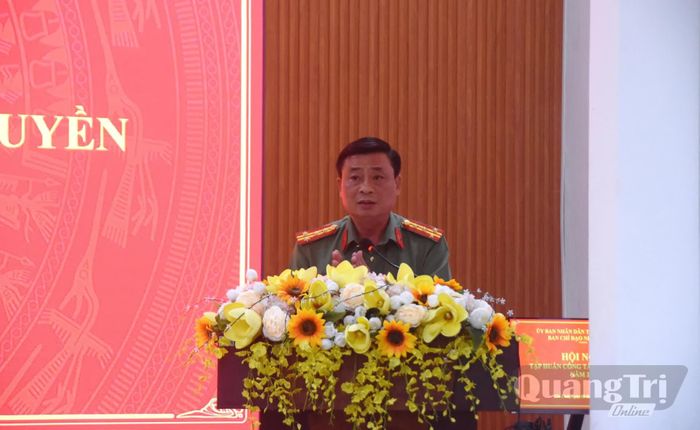 Đại diện lãnh đạo Công an tỉnh phát biểu tại hội nghị - Ảnh: Đ.V