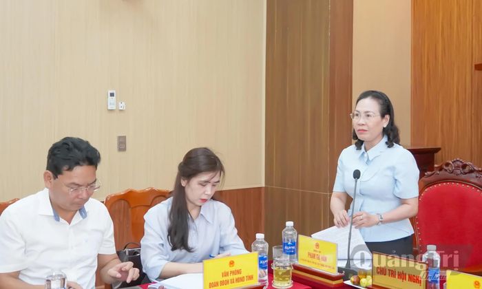 Đồng chí Phạm Thị Hân, Phó Chủ tịch Thường trực HĐND tỉnh phát biểu tại buổi làm việc - Ảnh: N.H