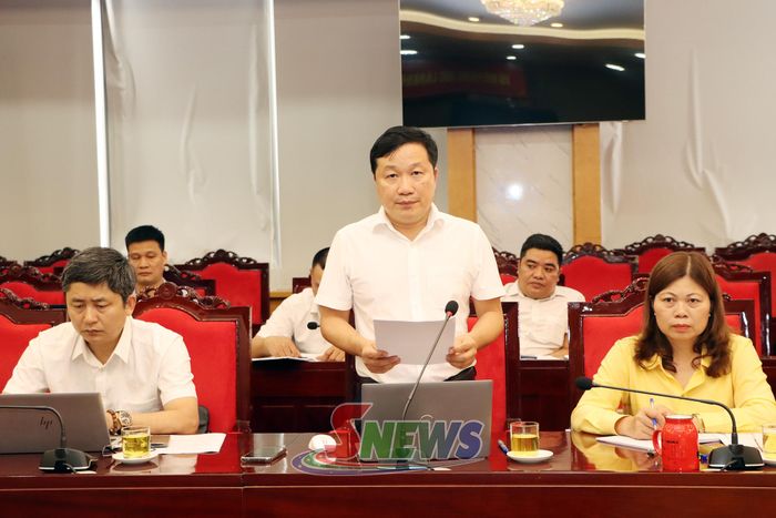 Lãnh đạo Ban Quản lý các KCN tỉnh phát biểu tại cuộc họp.