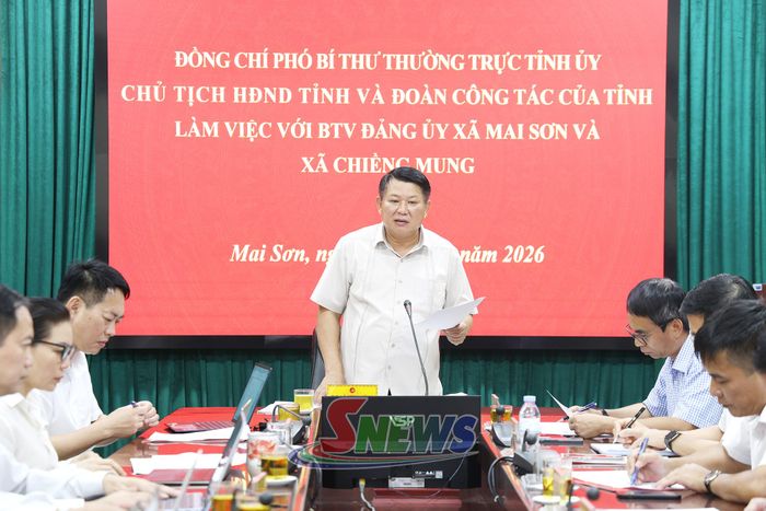 Đồng chí Phó Bí thư Thường trực Tỉnh ủy, Chủ tịch HĐND tỉnh phát biểu tại cuộc làm việc.