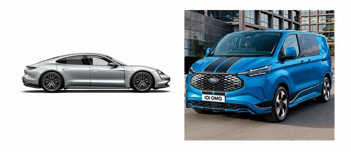 Từ trái qua phải xe ô tô Porsche Taycan và Ford thuộc diện thu hồi. (Ảnh: Uỷ ban Cạnh tranh Quốc gia)