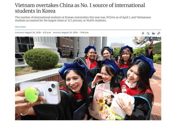 Ảnh chụp màn hình bài viết trên Korea Joongang Daily