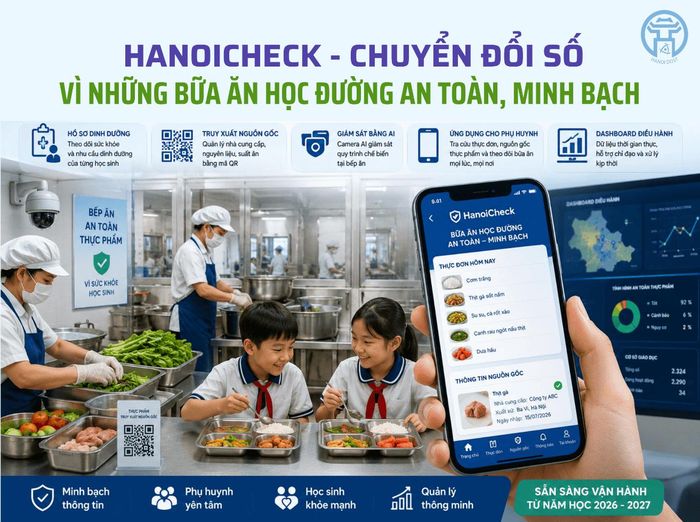 HanoiCheck sẽ được triển khai tại các trường có tổ chức bếp ăn bán trú trên địa bàn, sẵn sàng đưa vào vận hành từ năm học 2026-2027. Ảnh: Sở KHCN Hà Nội