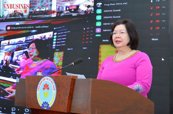 Chủ tịch Liên minh HTX Việt Nam Cao Xuân Thu Vân phát biểu khai mạc Hội nghị.