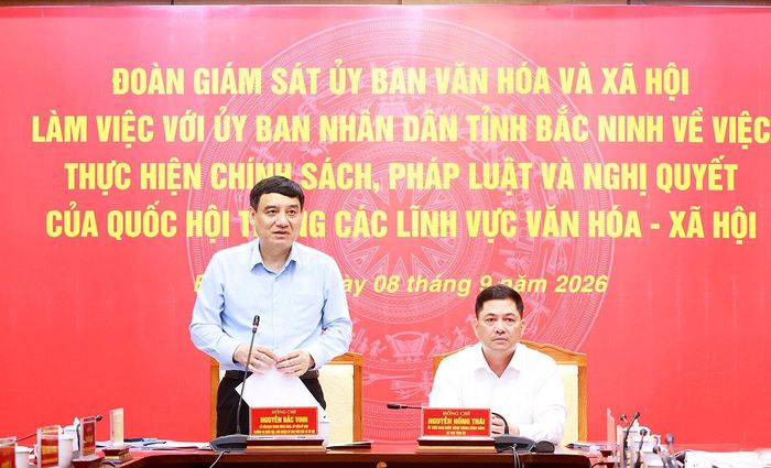 Chủ nhiệm Ủy ban Văn hóa và Xã hội của Quốc hội Nguyễn Đắc Vinh phát biểu kết luận buổi làm việc.
