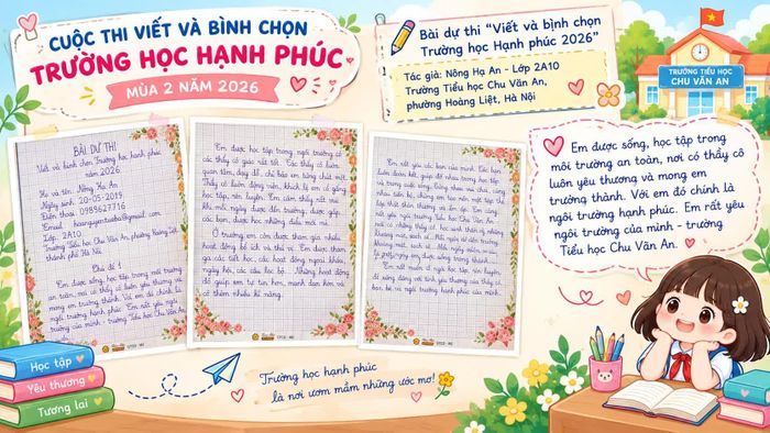 Tác phẩm dự thi của học sinh Nông Hạ An - Lớp 2A10 - Trường Tiểu học Chu Văn An, phường Hoàng Liệt, Hà Nội.
