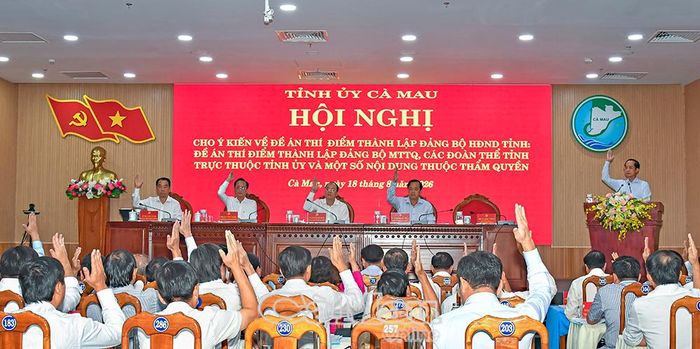Các đồng chí Thường trực Tỉnh uỷ và các đồng chí trong Ban Chấp hành Đảng bộ tỉnh biểu quyết tán thành Đề án thí điểm thành lập Đảng bộ HĐND tỉnh trực thuộc Tỉnh uỷ.