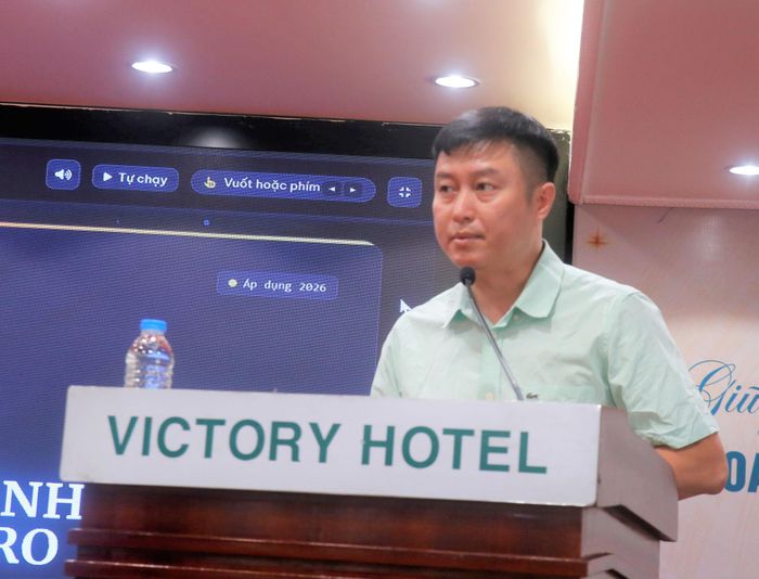 Nhà báo Nguyễn Hoàng Nhật, Phó Trưởng Ban Nhân Dân điện tử phát biểu