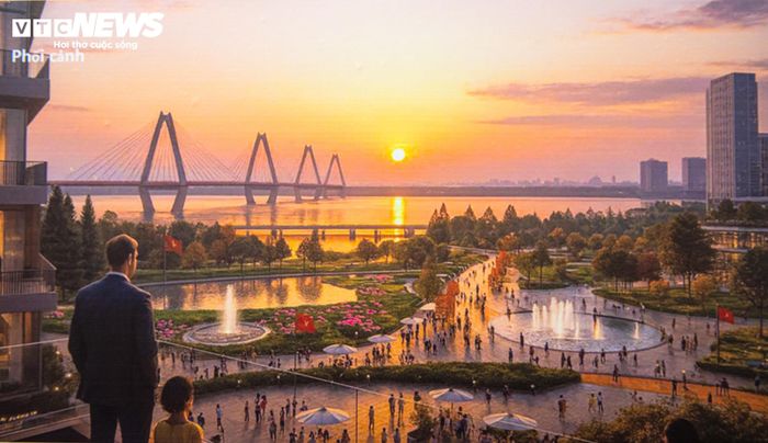 Phối cảnh minh họa không gian trục sông Hồng.