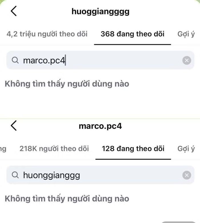 Cả hai đã bỏ theo dõi nhau trên Instagram.