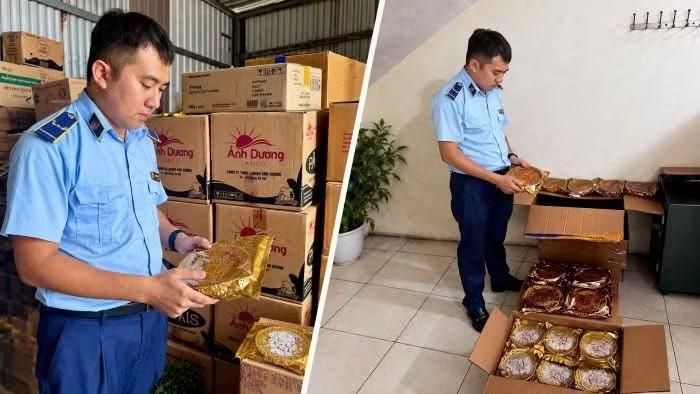 Lực lượng chức năng kiểm tra, phát hiện số lượng lớn bánh trung thu không rõ xuất xứ