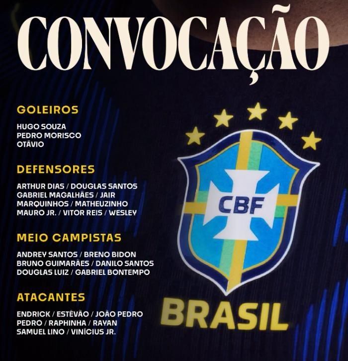 Danh sách triệu tập của tuyển Brazil. Ảnh: X