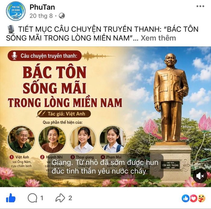 Một câu chuyện truyền thanh với chủ đề “Bác Tôn sống mãi trong lòng miền Nam”