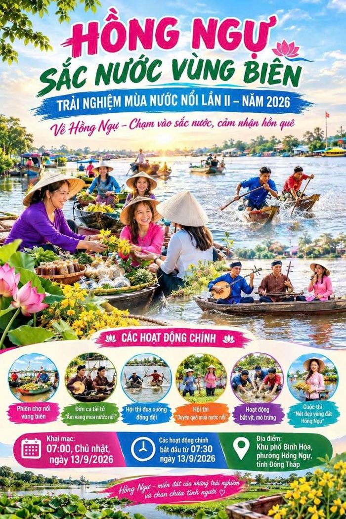 Chuỗi hoạt động “Trải nghiệm mùa nước nổi”, với chủ đề “Hồng Ngự - Sắc nước vùng biên”, lần thứ 2 năm 2026