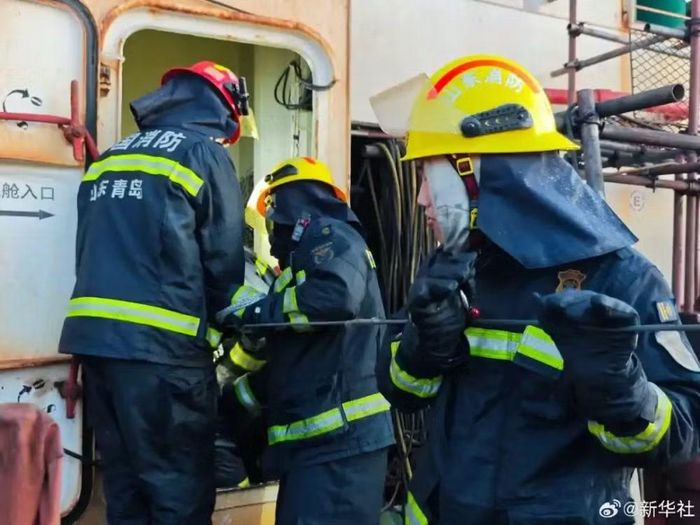 Hiện trường vụ cháy tại Công ty TNHH đóng tàu Bắc Hải, thành phố Thanh Đảo, ngày 10/9. (Ảnh: Tân Hoa xã)