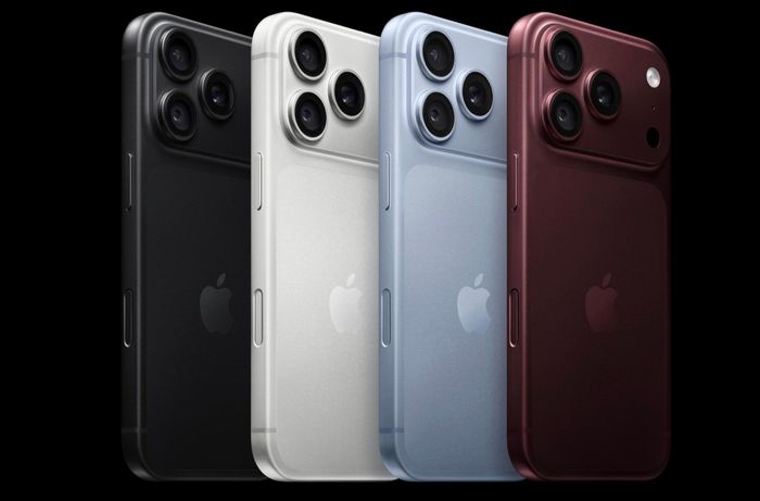  iPhone 18 Pro có bốn màu thanh lịch, gồm đen, bạc, băng thanh và đỏ burgundy. (Nguồn: Apple) 
