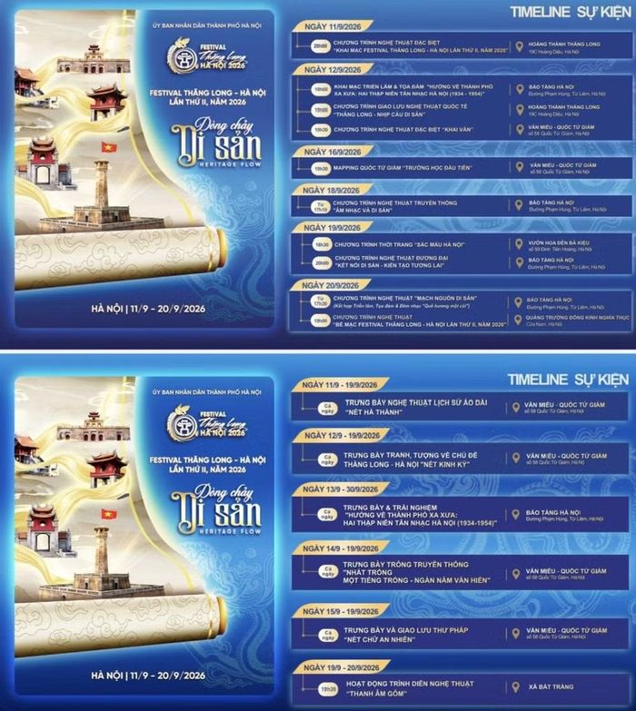 Chuỗi sự kiện sẽ diễn ra trong Festival Thăng Long - Hà Nội. Ảnh: Sở VHTT&DL Hà Nội