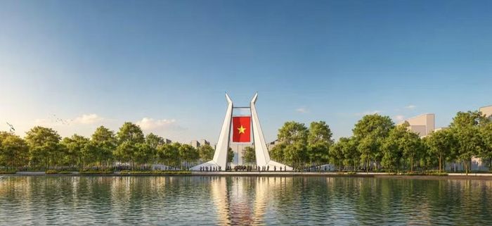 Công trình biểu tượng “Khải Hoàn Môn” cao khoảng 36 m là một trong những cấu trúc nằm trong không gian hồ Gươm cùng khu vực phụ cận. Ảnh: Sở Xây dựng Hà Nội.
