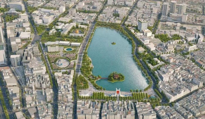 Phối cảnh tổng thể khu vực hồ Gươm dự kiến được TP Hà Nội tái thiết trong thời gian tới. Ảnh: Sở Xây dựng Hà Nội