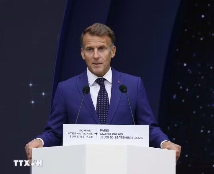 Tổng thống Pháp Emmanuel Macron phát biểu tại hội nghị. Ảnh: TTXVN