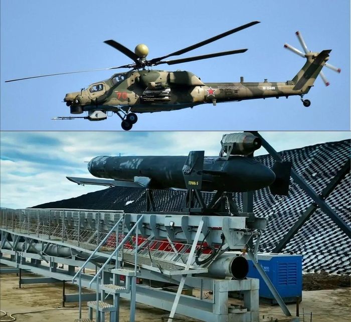 Các nguồn tin Ukraine cho biết Nga hiện đang thử nghiệm phóng UAV Geran-5 động cơ phản lực từ trực thăng tấn công Mi-28. Ảnh: thedefensenews.com