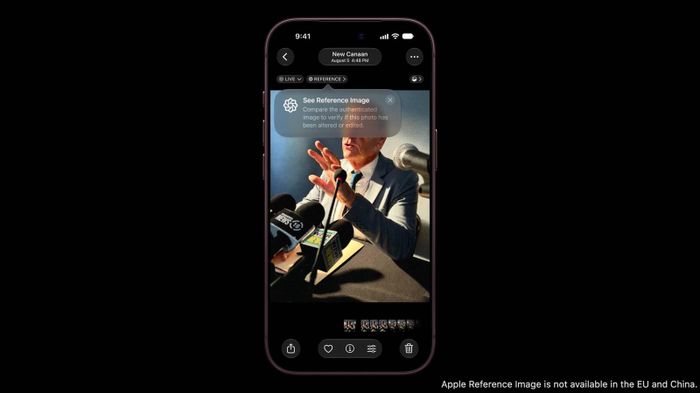 Tính năng Reference Image trên iPhone 18 Pro giúp người xem biết liệu hình ảnh được chụp bằng iPhone có bị chỉnh sửa bằng AI sau đó hay không. Ảnh: MacRumors