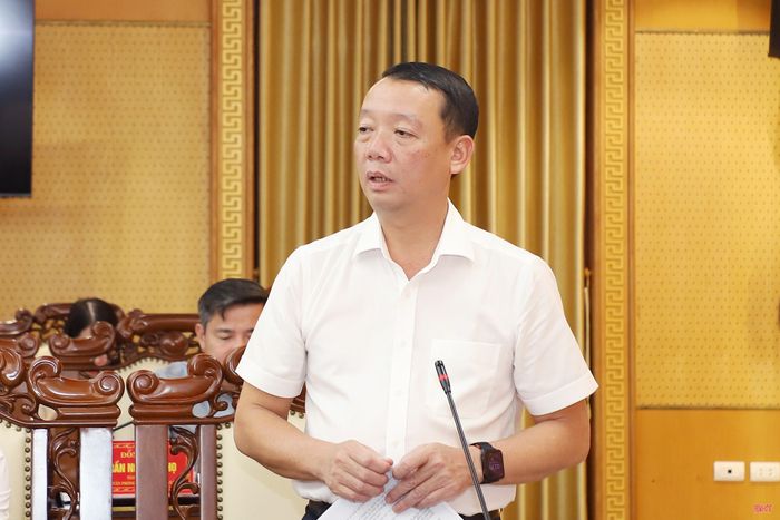 Đồng chí Phan Thiên Định – Phó Bí thư Tỉnh ủy, Chủ tịch UBND tỉnh phát biểu tại hội nghị.