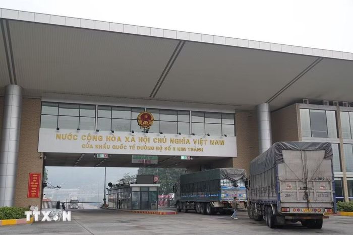 Cửa khẩu quốc tế Kim Thành, Lào Cai. (Ảnh Hồng Ninh/TTXVN)