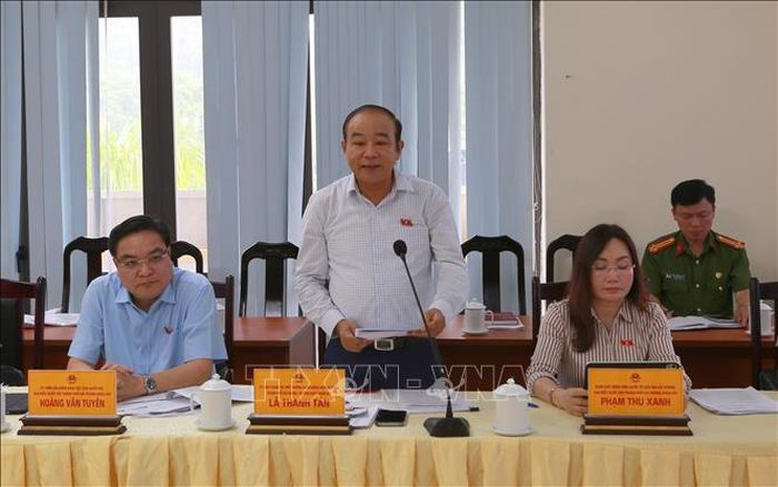 Ông Lã Thanh Tân, Phó Trưởng đoàn Đại biểu Quốc hội chuyên trách thành phố Hải Phòng phát biểu.