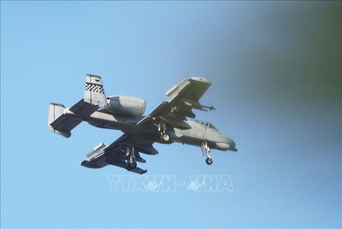Máy bay tấn công A-10 Thunderbolt của Mỹ tham gia cuộc tập trận chung Vigilant Storm với Hàn Quốc tại Pyeongtaek năm 2022. Ảnh: Yonhap/TTXVN