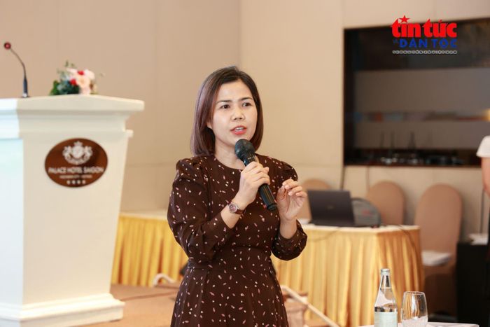 Bà Nguyễn Thị Ngọc Nhung, Phó Trưởng phòng Quản lý Sở hữu trí tuệ và Đổi mới sáng tạo (Sở KH&CN TP Hồ Chí Minh), phát biểu tại Hội nghị.