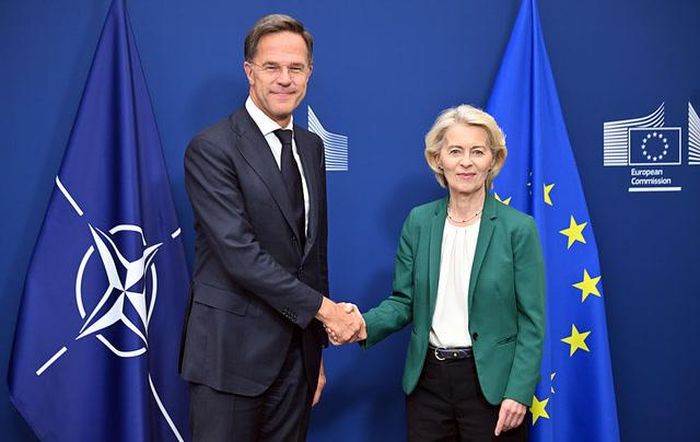 Tổng thư ký NATO Mark Rutte và Chủ tịch Ủy ban châu Âu (EC) Ursula von der Leyen. Ảnh: Euractiv