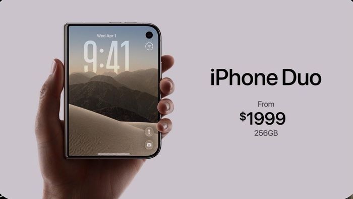 Mức giá khởi điểm cho iPhone Duo được Apple công bố từ 1.999 USD (khoảng 51,7 triệu đồng)