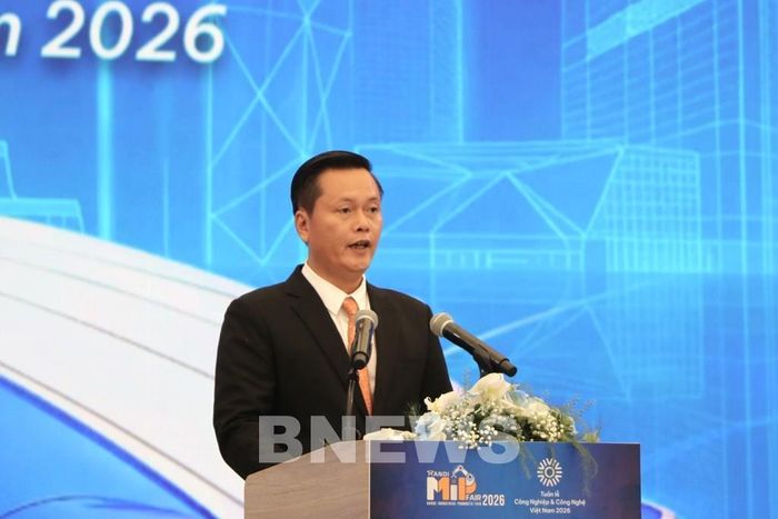 Ông Trần Đức Hải, Thành ủy viên, Giám đốc Sở Công Thương Hà Nội phát biểu. Ảnh: Văn Xuyên/BNEWS/TTXVN 