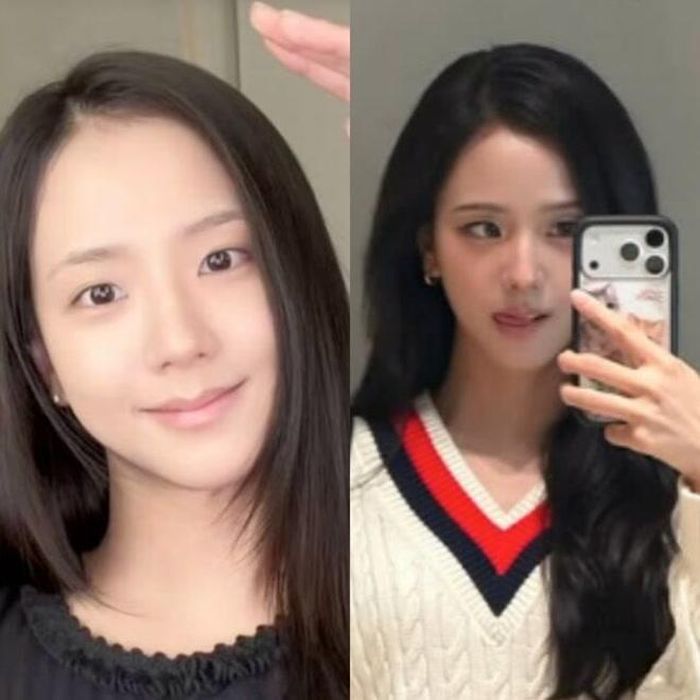 Dù mức độ trang điểm tạo ra sự khác biệt rõ rệt về thần thái, nhan sắc đặc trưng của Jisoo gần như không thay đổi.