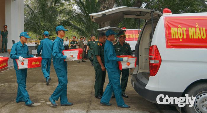Các hài cốt được vận chuyển lên phương tiện để đưa đến nơi giám định.