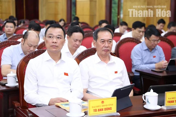 Các đồng chí: Tô Anh Dũng, Phó Bí thư Tỉnh ủy, Chủ tịch UBND tỉnh; Trịnh Tuấn Sinh, Phó Bí thư Tỉnh ủy, Chủ tịch Ủy ban MTTQ tỉnh dự kỳ họp.