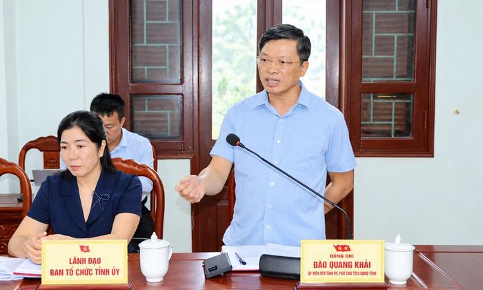 Đồng chí Đào Quang Khải phát biểu tại buổi làm việc.