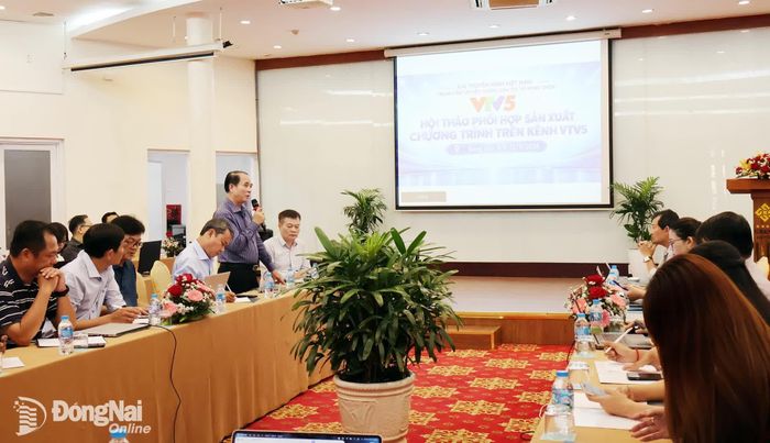 Phó Giám đốc phụ trách Báo và Phát thanh, Truyền hình Đồng Nai Cao Quốc Sang phát biểu tại hội thảo. Ảnh: Nguyệt Hà