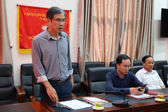 Đồng chí Hoàng Kiều Anh – Phó Chủ tịch Ủy ban MTTQ Việt Nam tỉnh Lai Châu phát biểu tại buổi hỗ trợ.  
