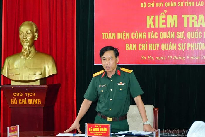 Đại tá Lê Anh Tuấn - Phó Chỉ huy trưởng - Tham mưu trưởng Bộ Chỉ huy Quân sự tỉnh phát biểu kết luận.
